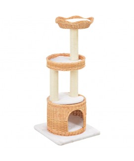 Albero per Gatti con Tiragraffi in Legno di Salice Naturale
