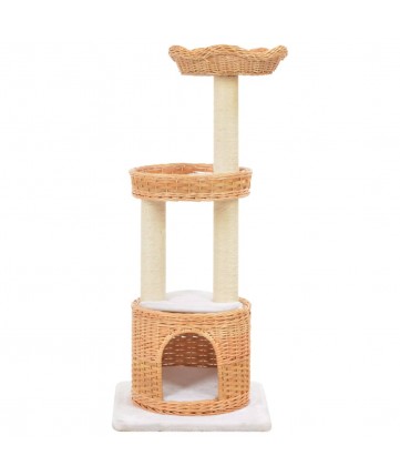 Albero per Gatti con Tiragraffi in Legno di Salice Naturale