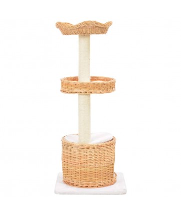 Albero per Gatti con Tiragraffi in Legno di Salice Naturale