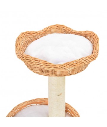 Albero per Gatti con Tiragraffi in Legno di Salice Naturale