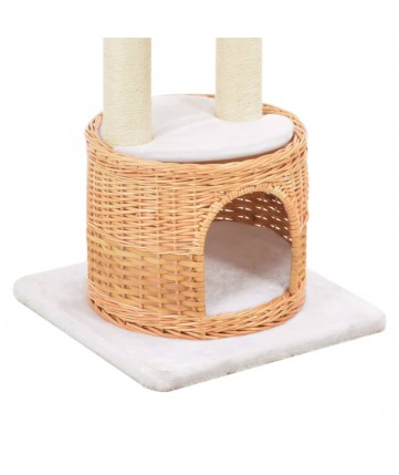 Albero per Gatti con Tiragraffi in Legno di Salice Naturale