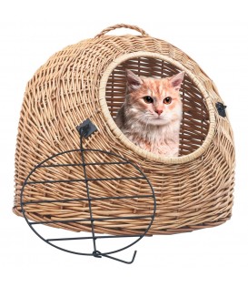 Trasportino per Gatti 60x45x45 cm in Salice Naturale