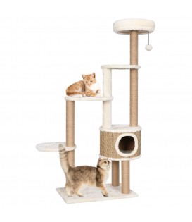 Albero per Gatti con Cuscino Lusso e Tiragraffi 148cm in Giunco