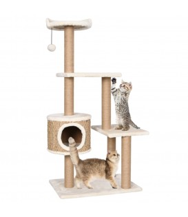 Albero per Gatti con Palo Tiragraffi 123 cm in Giunco