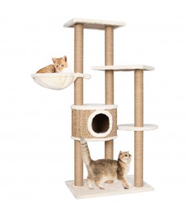 Albero per Gatti con Palo Tiragraffi 126 cm in Giunco